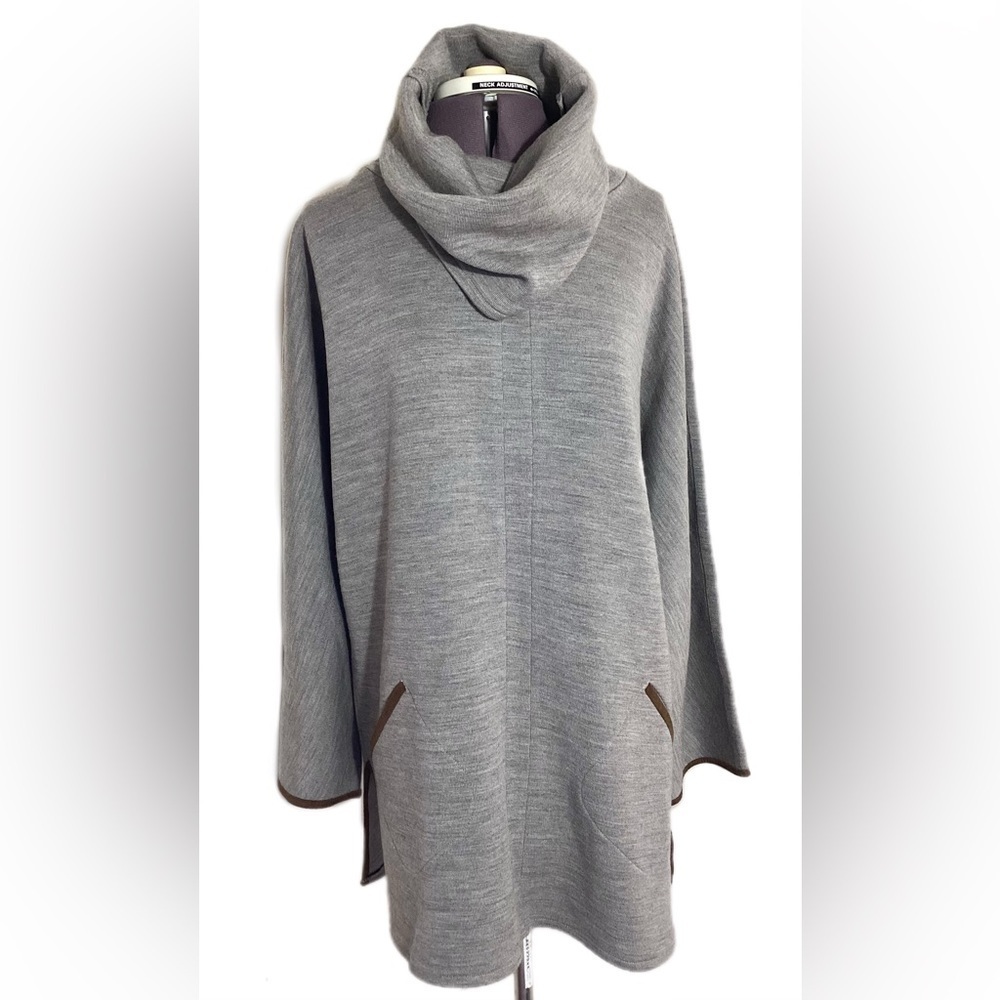 Soft Surroundings Cotswold Cowl Neck Tunic Sweater Sz L Cozy Mature Lounge Knit
